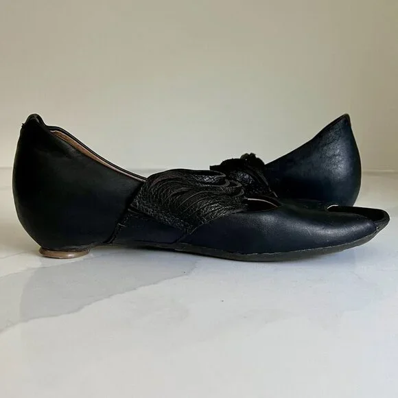 Fly London Woman's Black LAFF Peep Toe Ballerina Shoes Size 7 - Picture 7 of 16